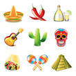 Mexican culture icons vector set