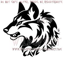Cave Canem Fierce Wolf Head Desigm by WildSpiritWolf