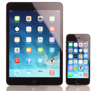 iPhone 5s and iPad Mini on white background